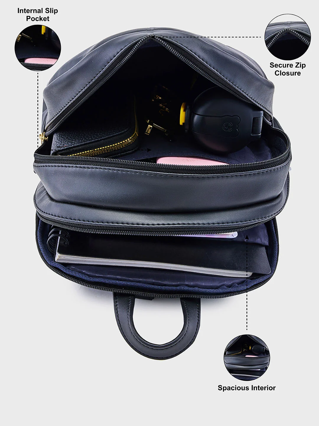 Caprese Dew Medium Black Backpack Bag - Image 5