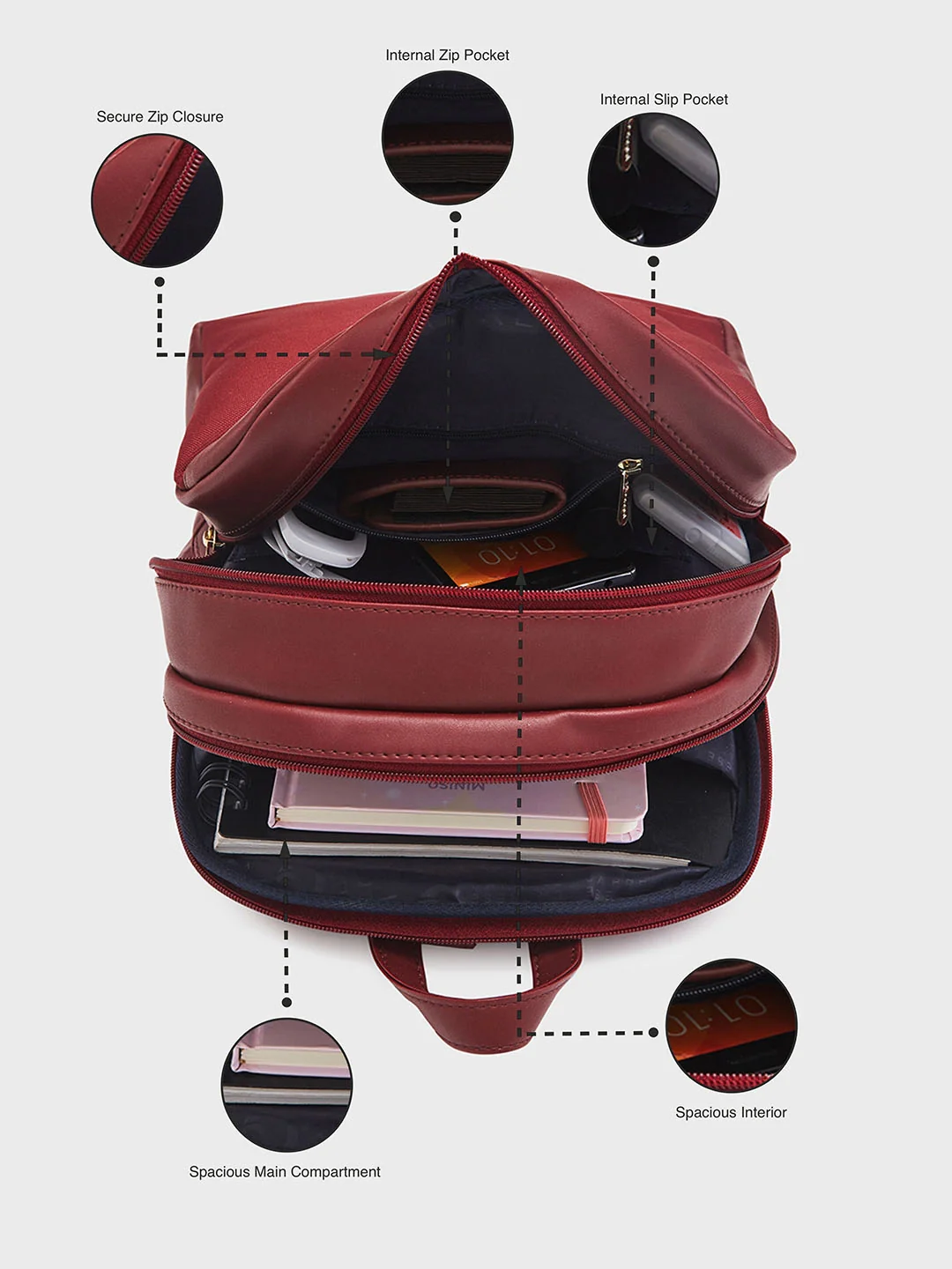 Caprese Dew Medium Hot Pink Backpack Bag - Image 5
