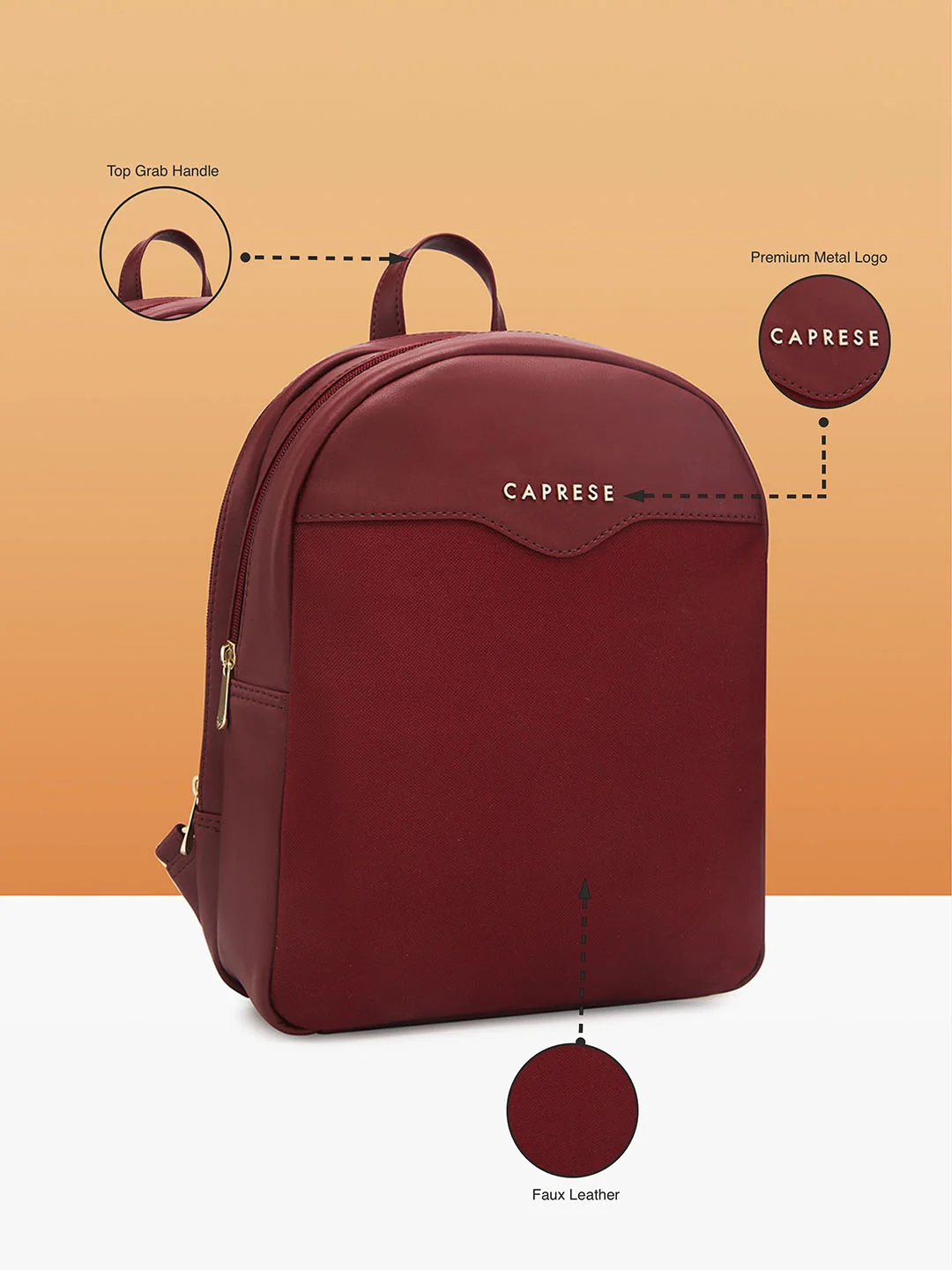 Caprese Dew Medium Hot Pink Backpack Bag - Image 6