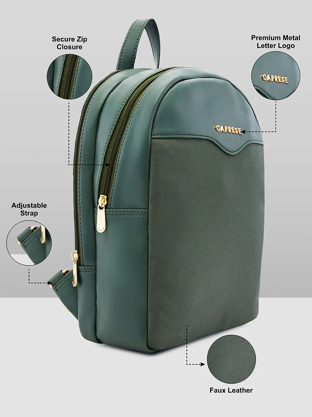 Caprese Dew Medium Olive Backpack - Image 3