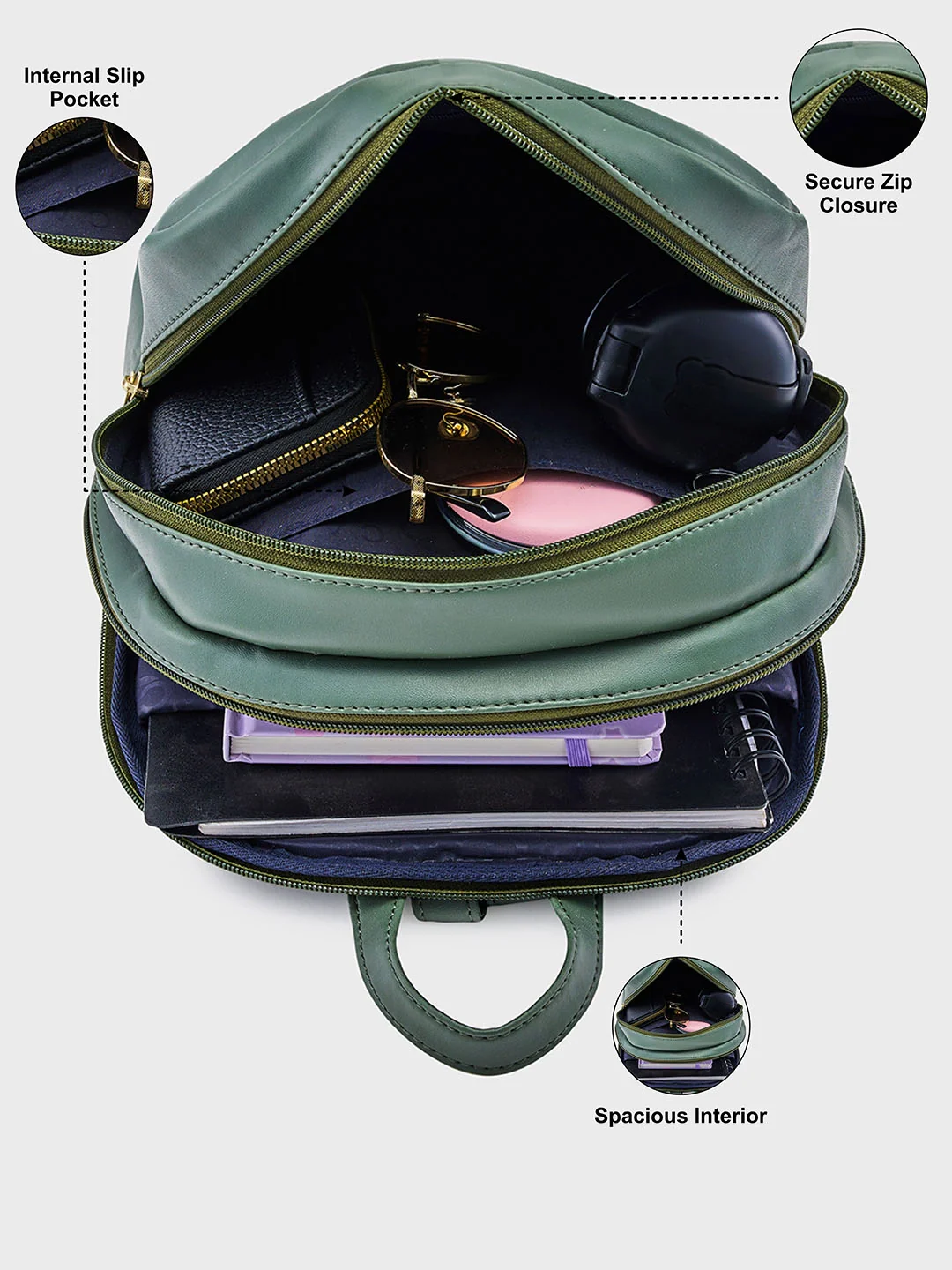 Caprese Dew Medium Olive Backpack - Image 4