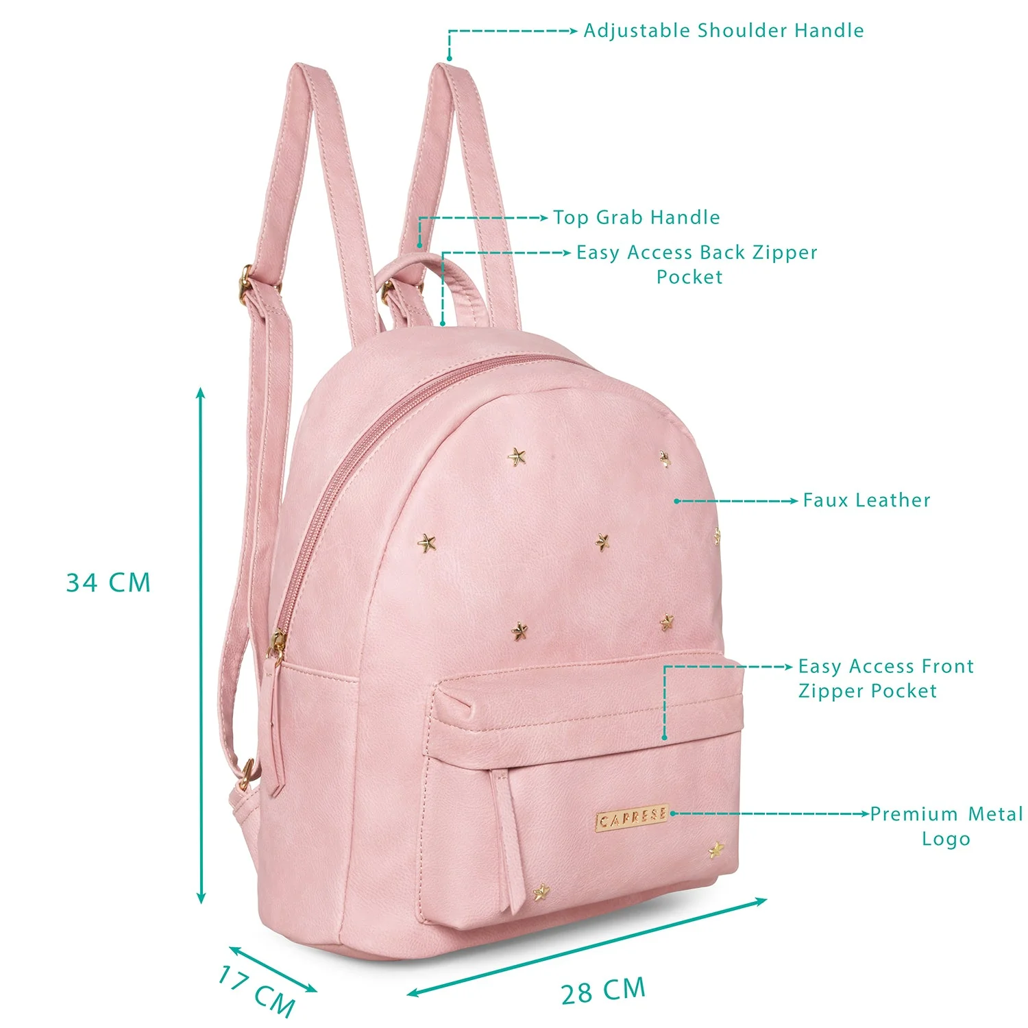 Caprese Dia Medium Pink Backpack - Image 3