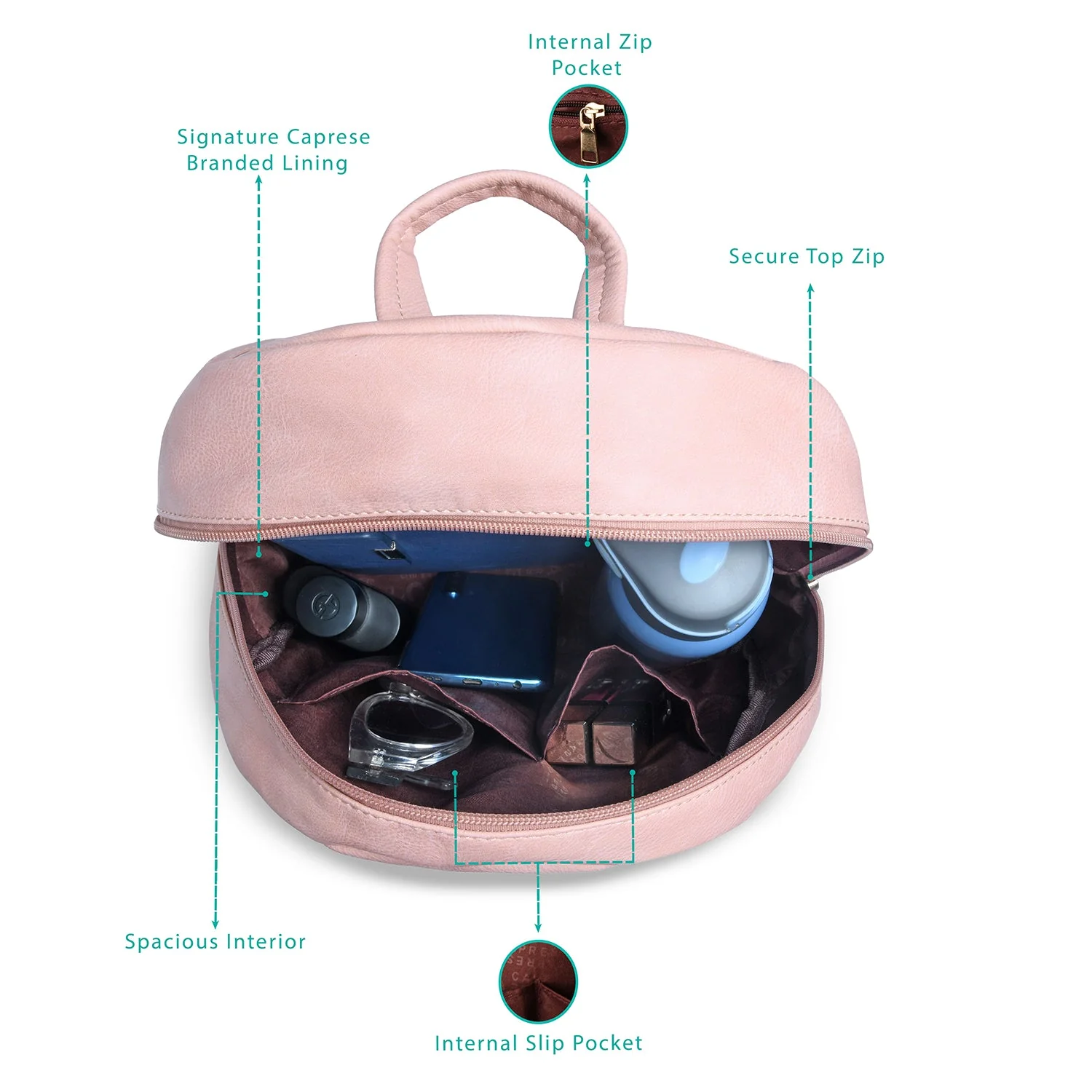 Caprese Dia Medium Pink Backpack - Image 5