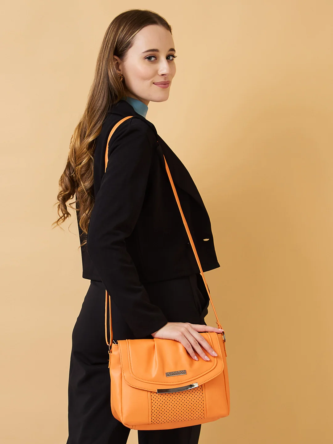 Caprese Dia Medium Orange Sling Bag - Image 3