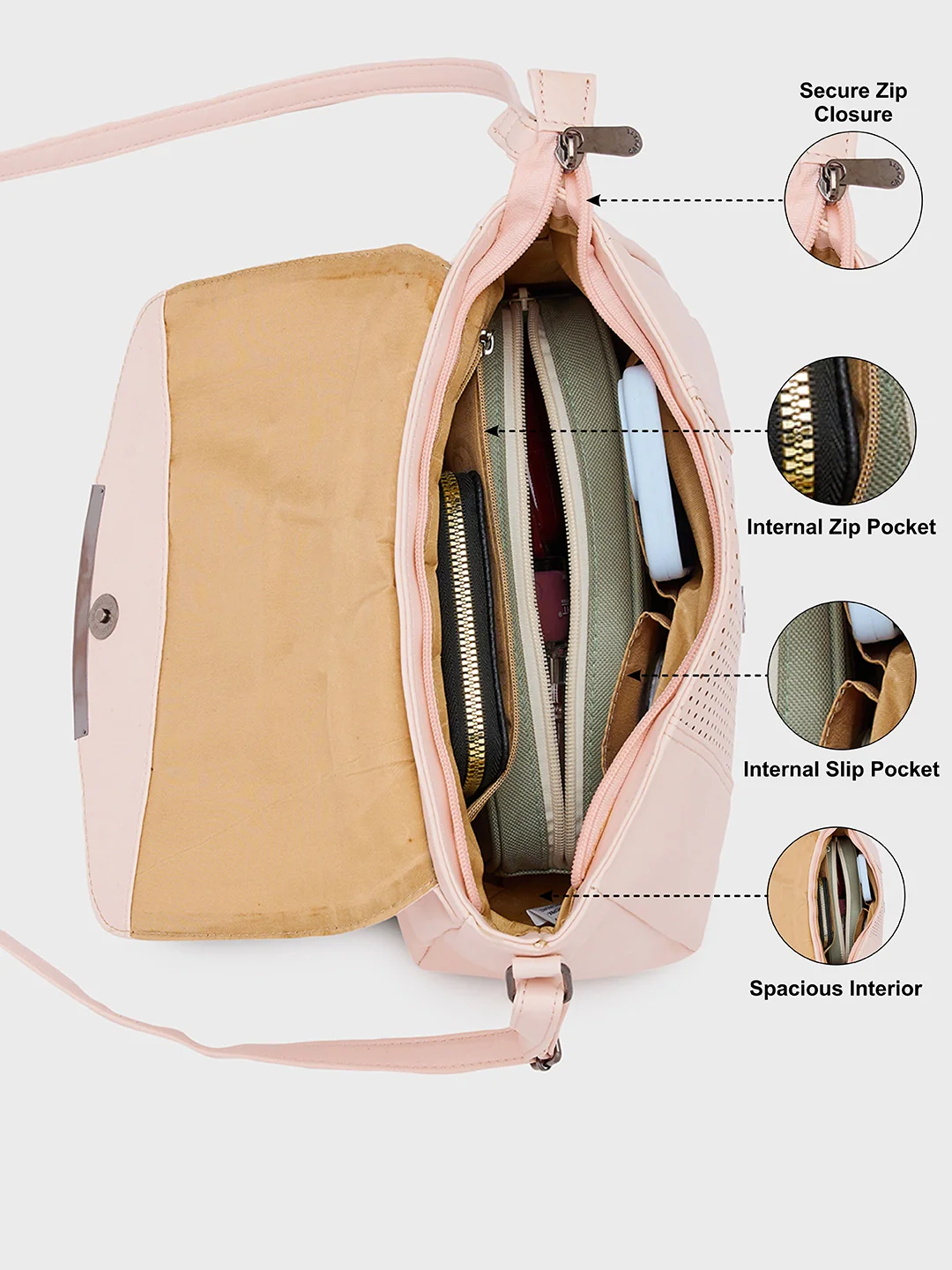 Caprese Dia Medium Pink Sling Bag - Image 5