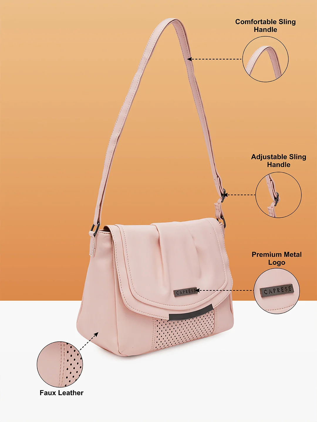 Caprese Dia Medium Pink Sling Bag - Image 6
