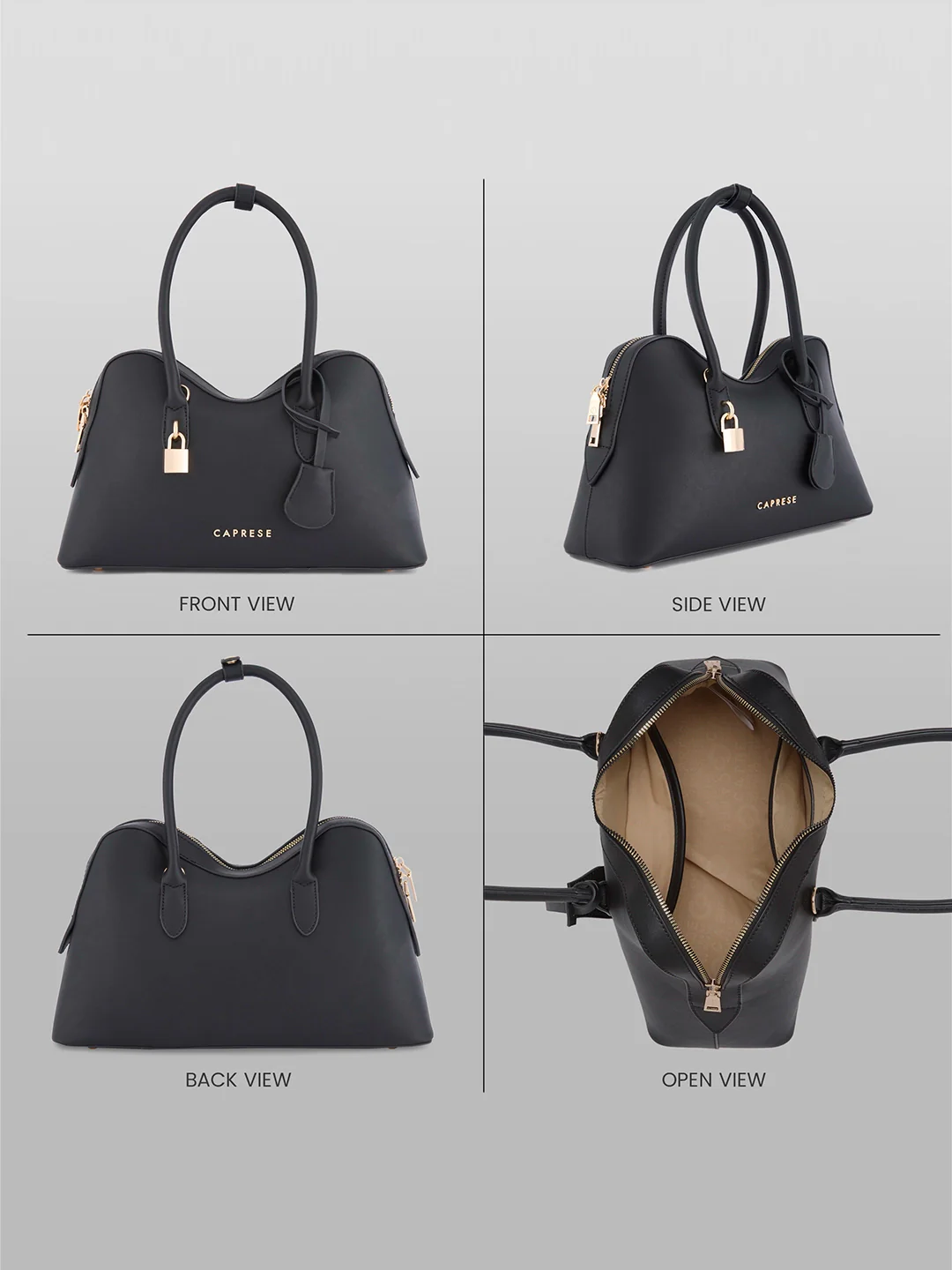 Caprese Dina Large Black Satchel Bag - Image 9
