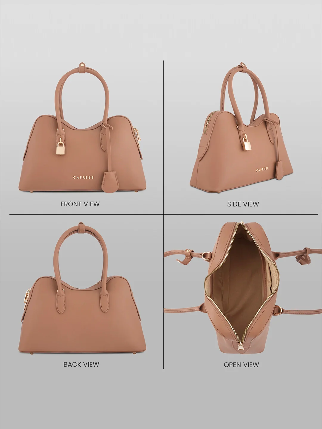 Caprese Dina Large Taupe Satchel Bag - Image 9