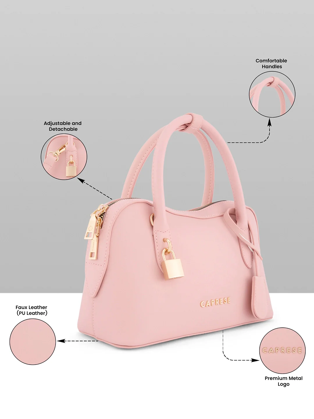 Caprese Dina Small Blush Satchel Bag - Image 3