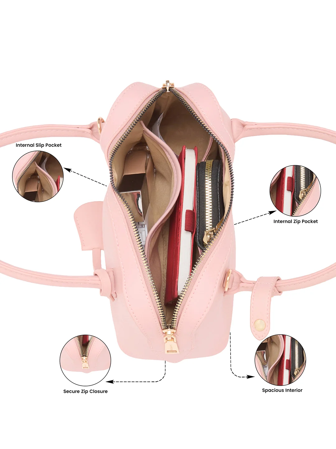 Caprese Dina Small Blush Satchel Bag - Image 4