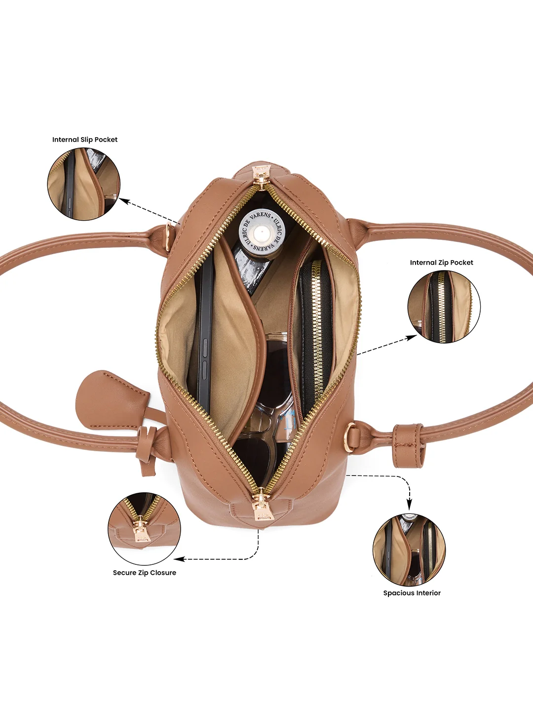 Caprese Dina Small Taupe Satchel Bag - Image 4