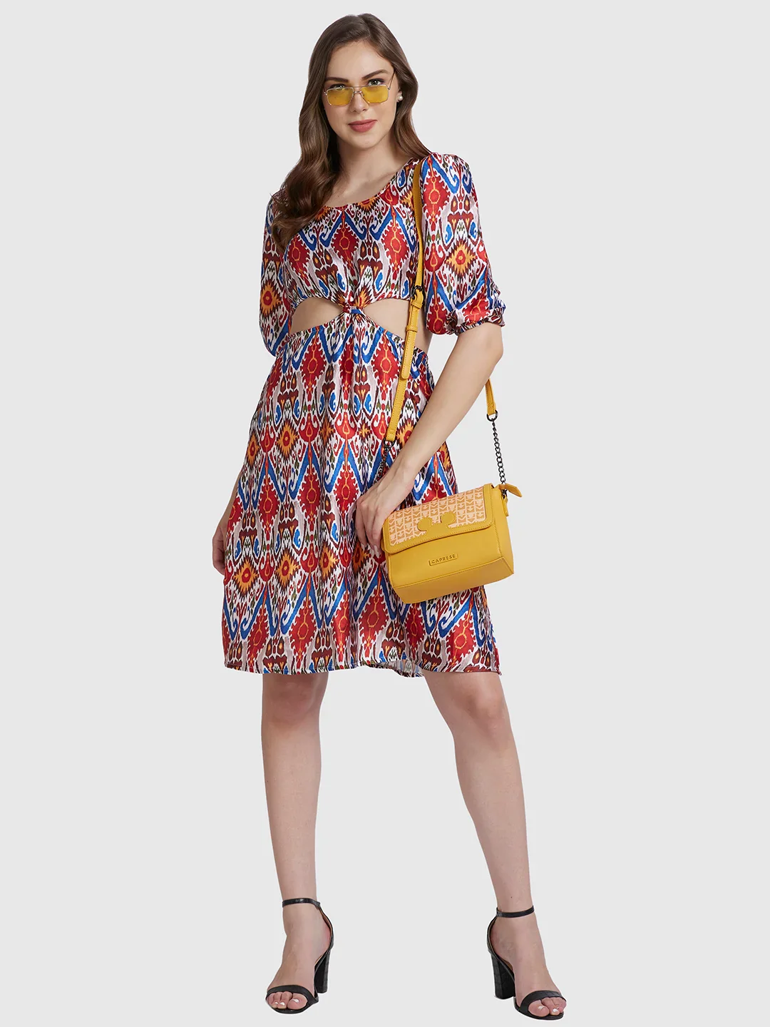 Caprese Disney Inspired Printed Mickey Medium Yellow Sling Bag - Image 8
