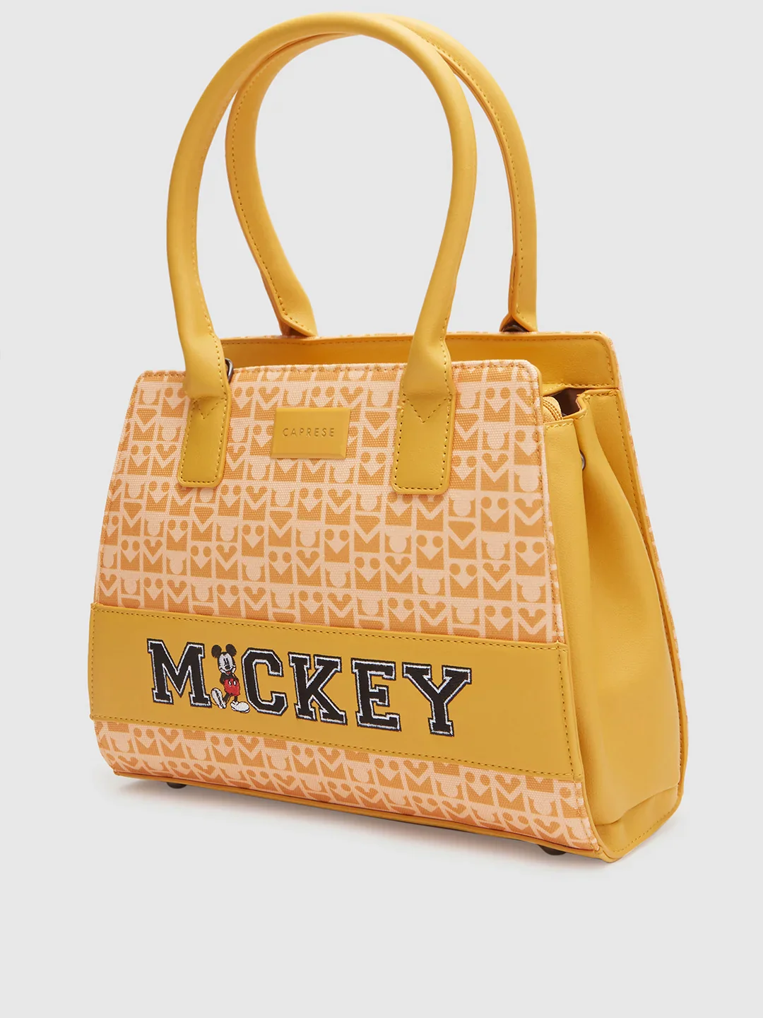 Caprese Disney Inspired Printed Mickey Medium Yellow Satchel Bag - Image 5