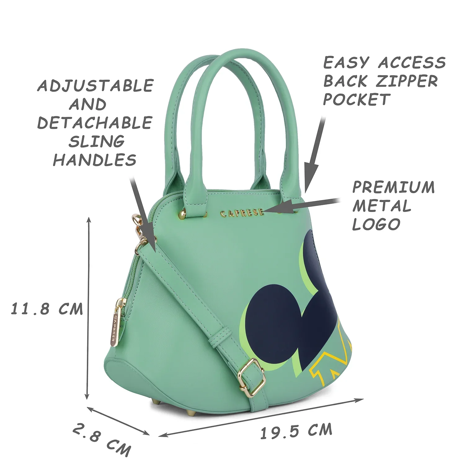 Caprese Disney Inspired Mickey Mouse Medium Mint Satchel Bag - Image 7