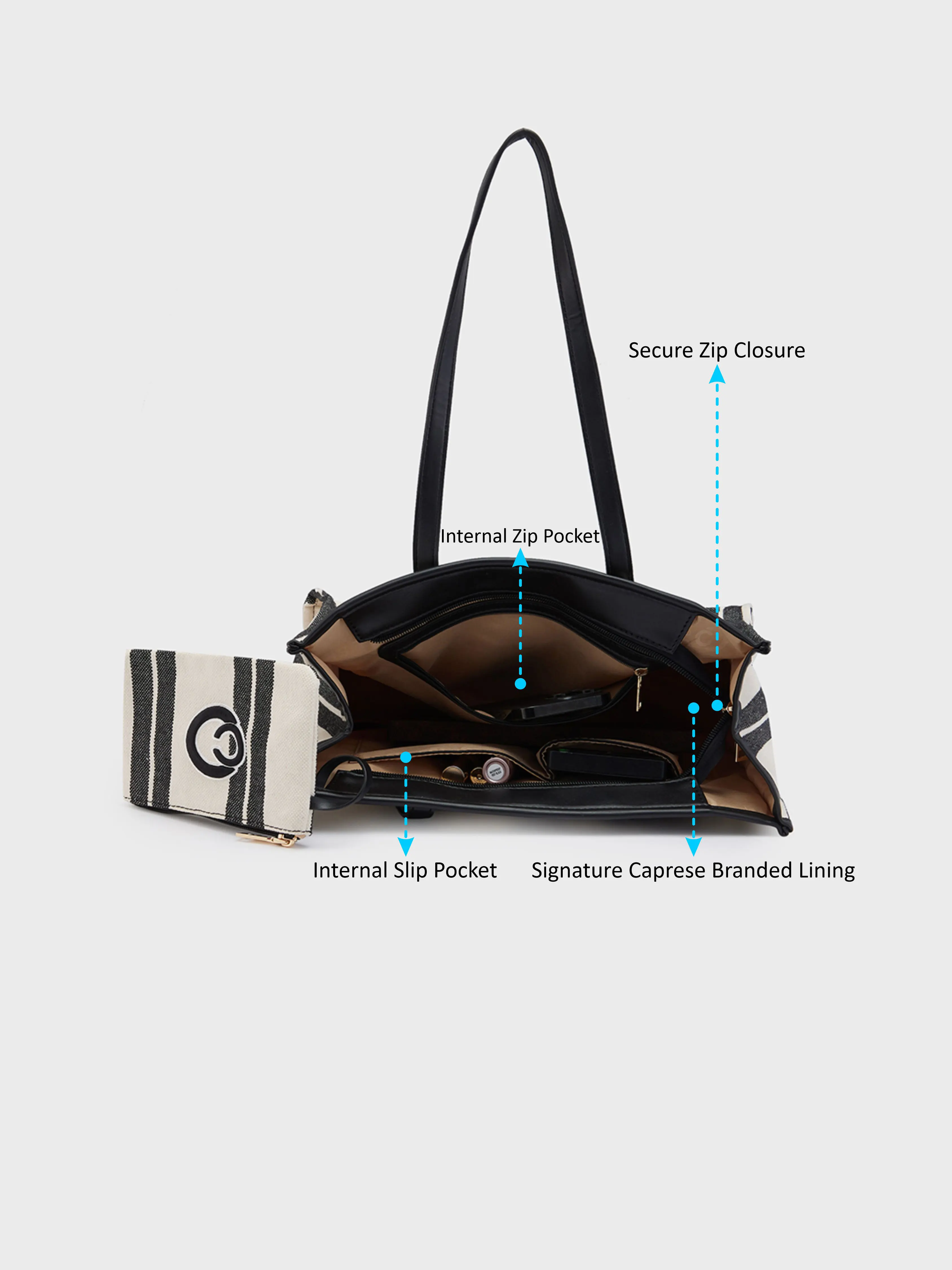 Caprese Dixie Medium Black Tote Bag - Image 6