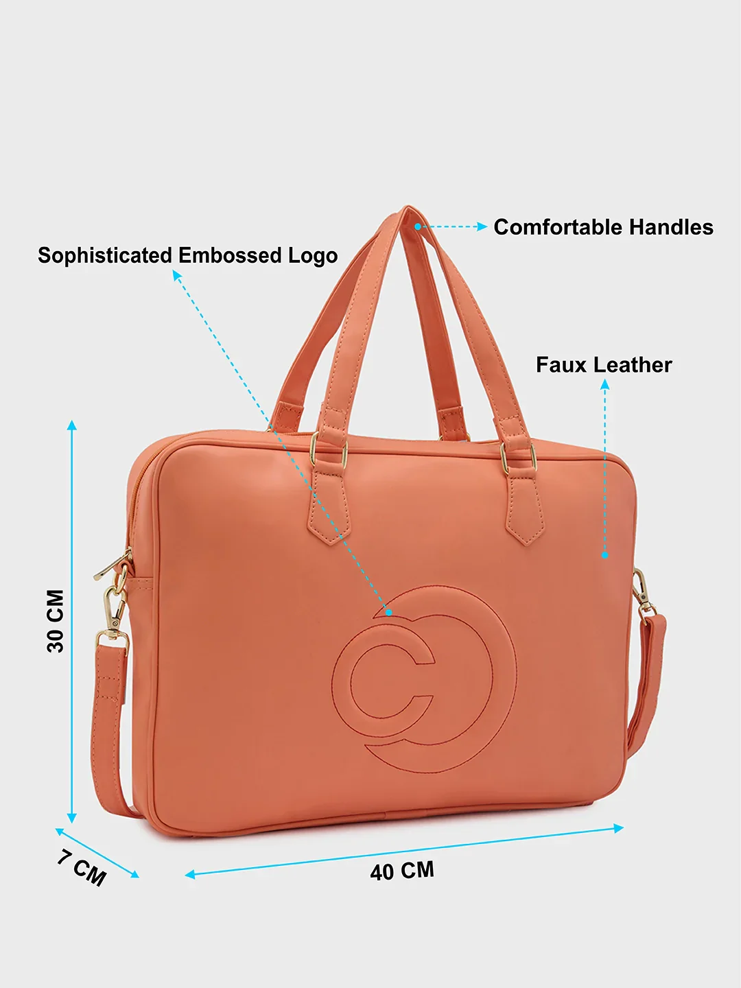 Caprese Dora Large Coral Laptop Bag - Image 7