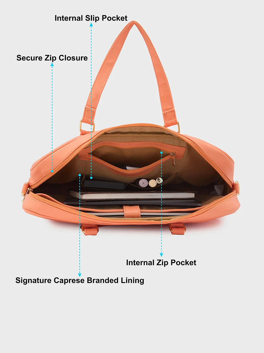 Caprese Dora Large Coral Laptop Bag - Image 8
