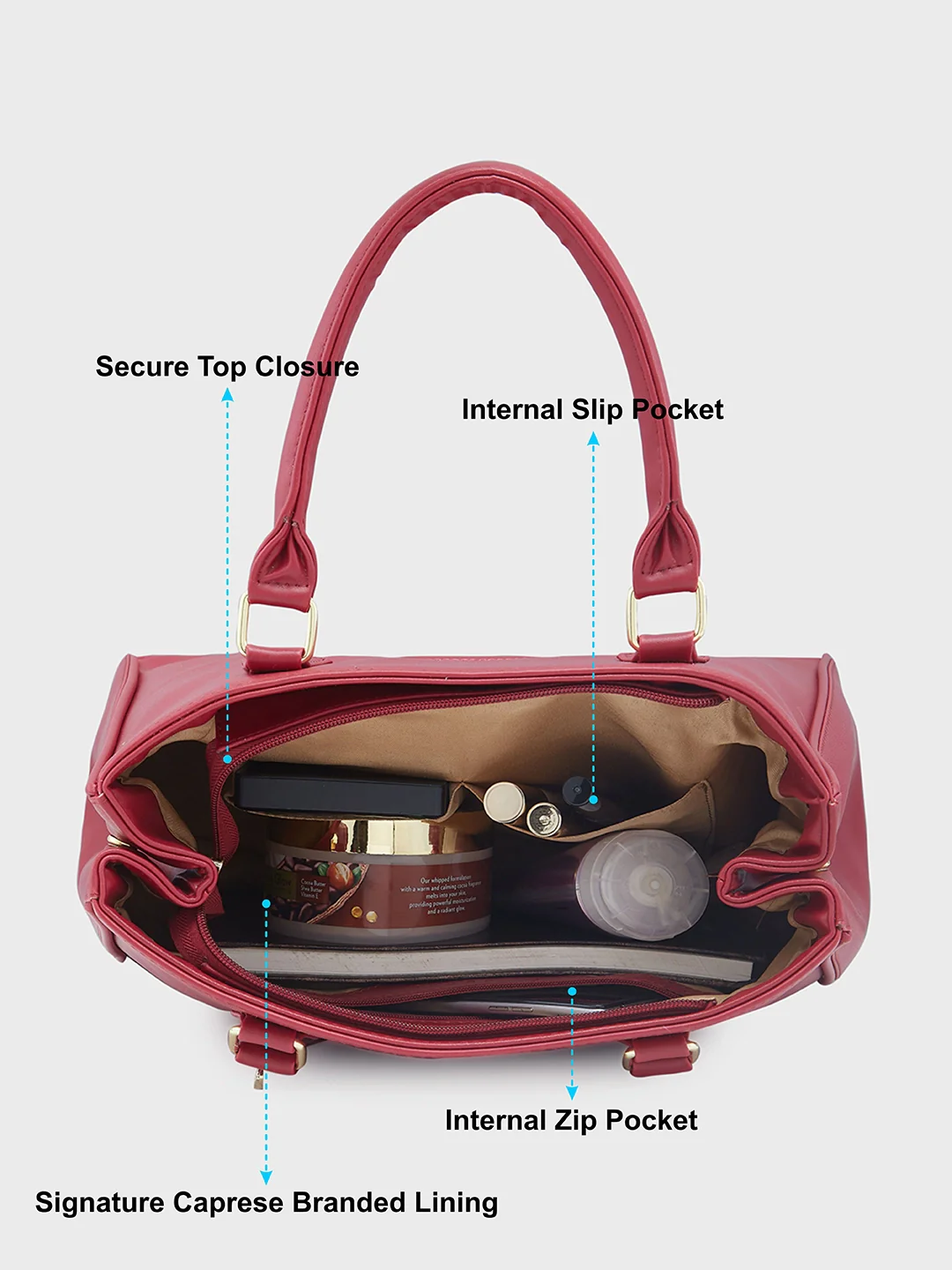 Caprese Dora Large Burgundy Satchel Bag - Image 11