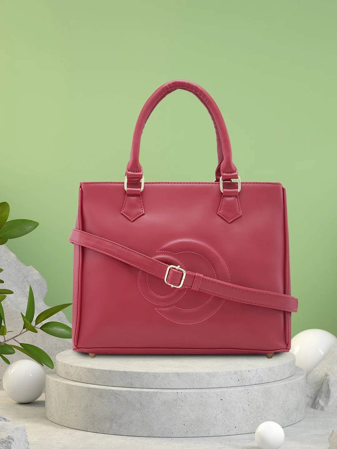 Caprese Dora Large Burgundy Satchel Bag - Image 4