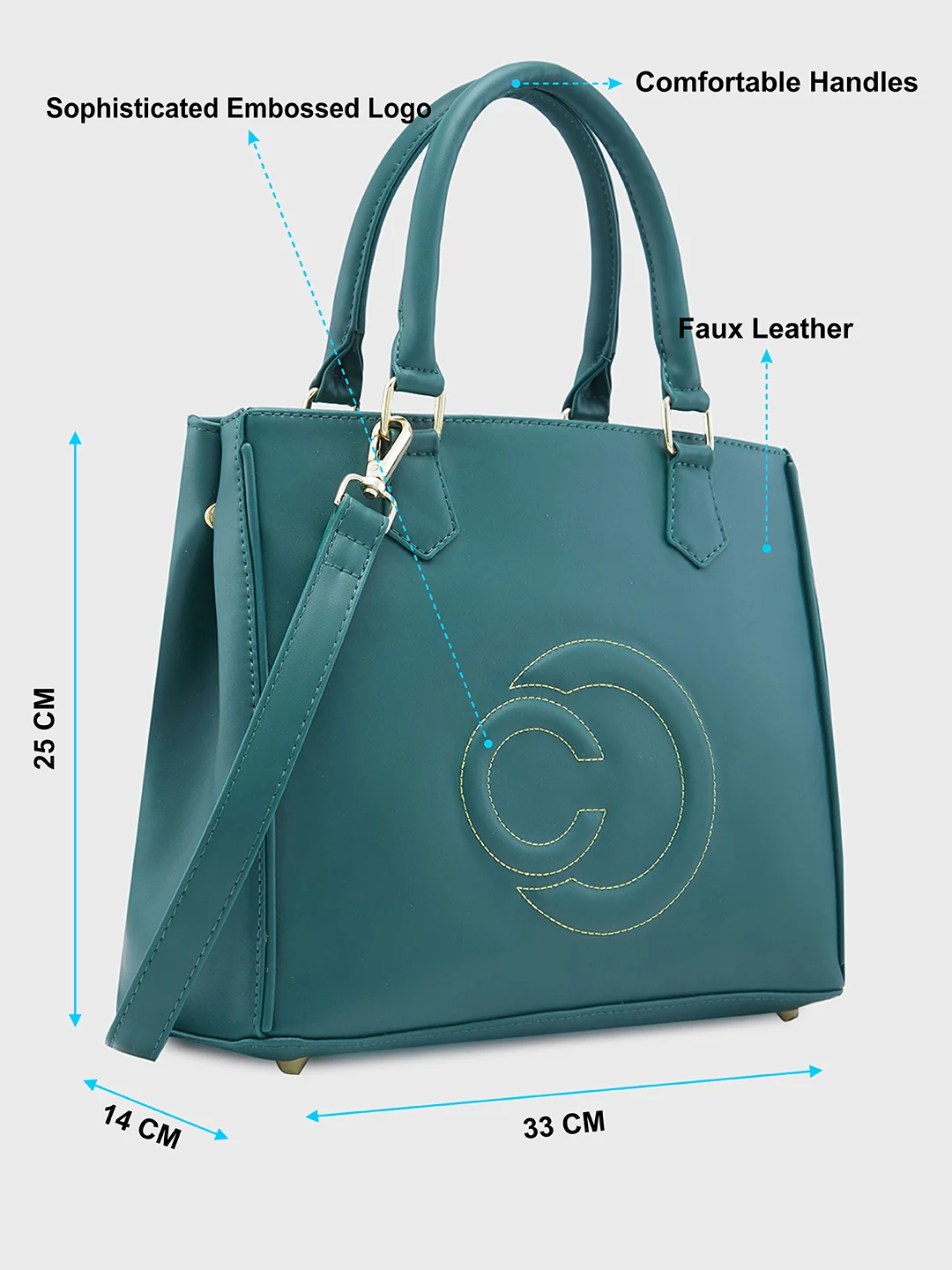 Caprese Dora Large Dark Green Satchel Bag - Image 12