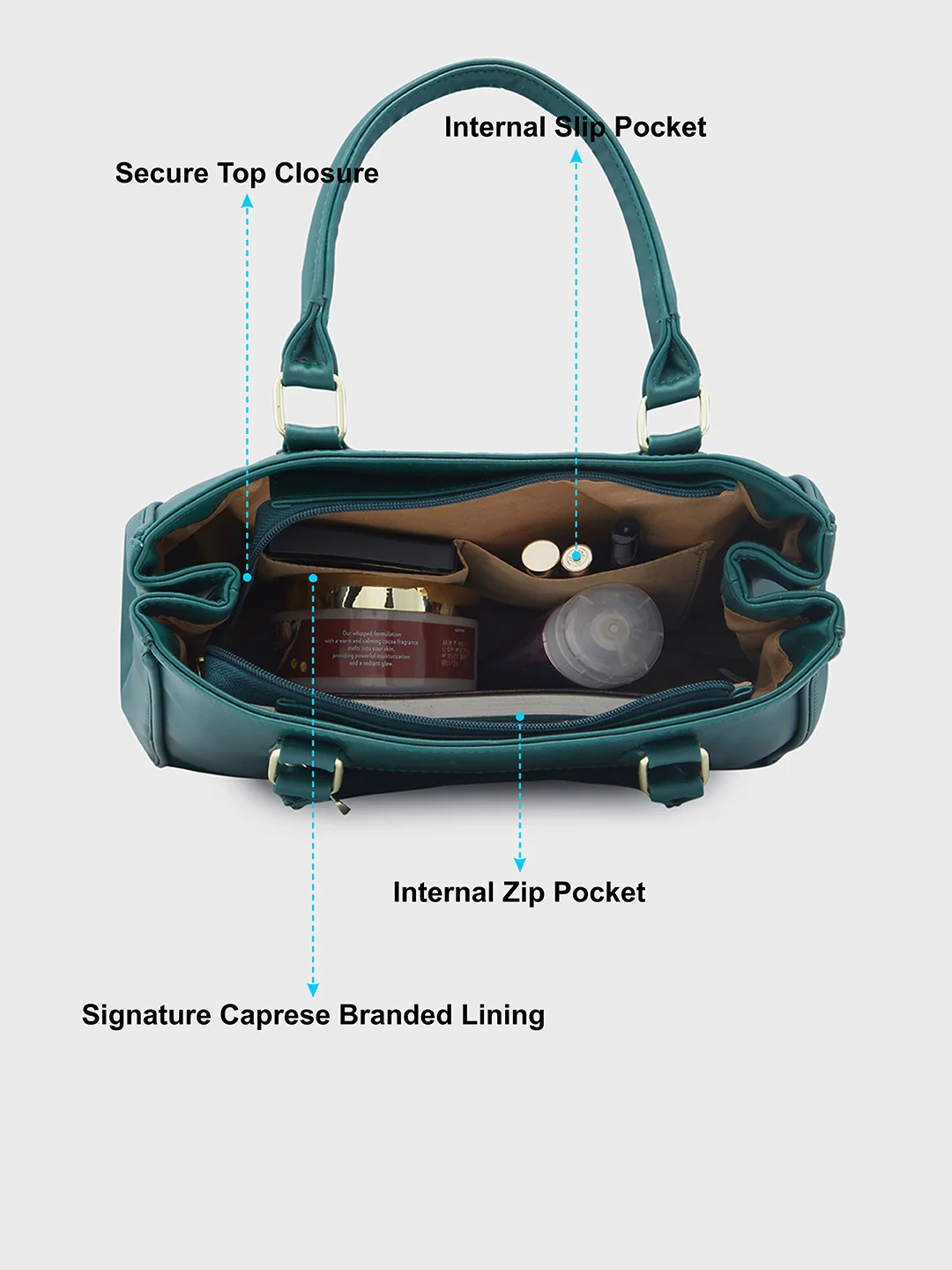 Caprese Dora Large Dark Green Satchel Bag - Image 13