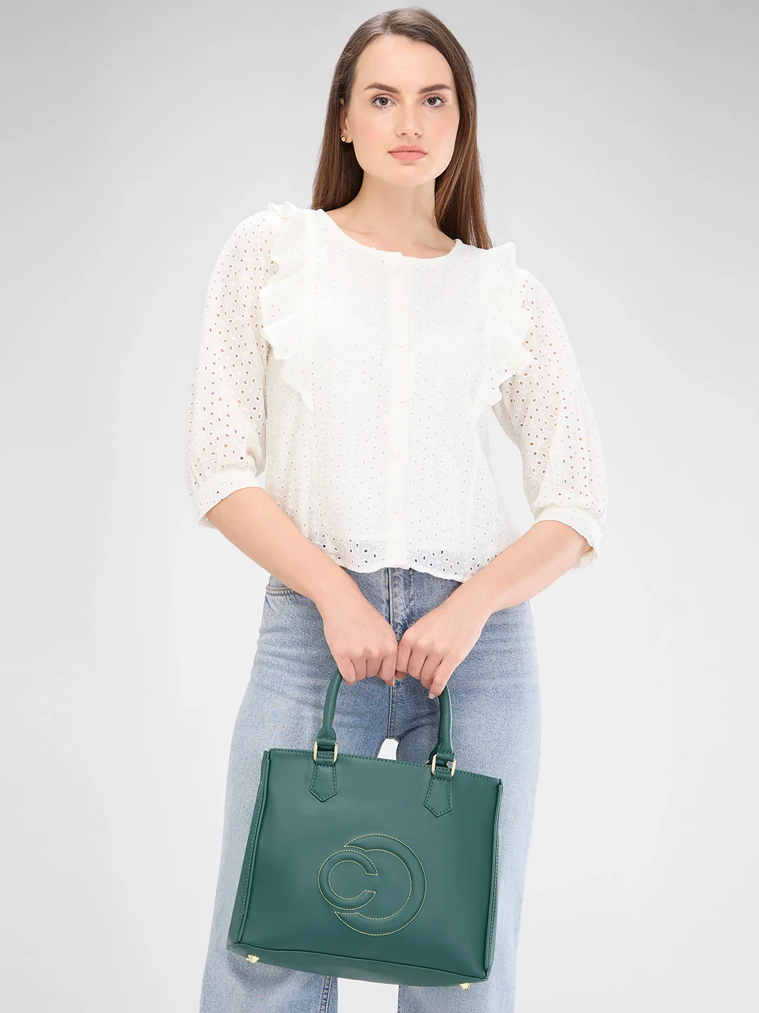 Caprese Dora Large Dark Green Satchel Bag - Image 5