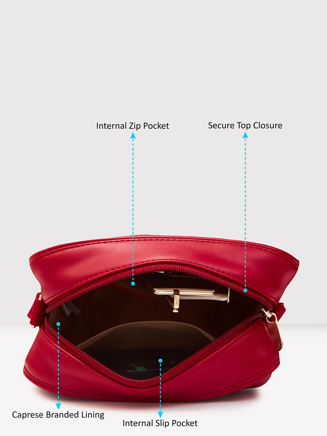 Caprese Dora Medium Burgundy Sling Bag - Image 7