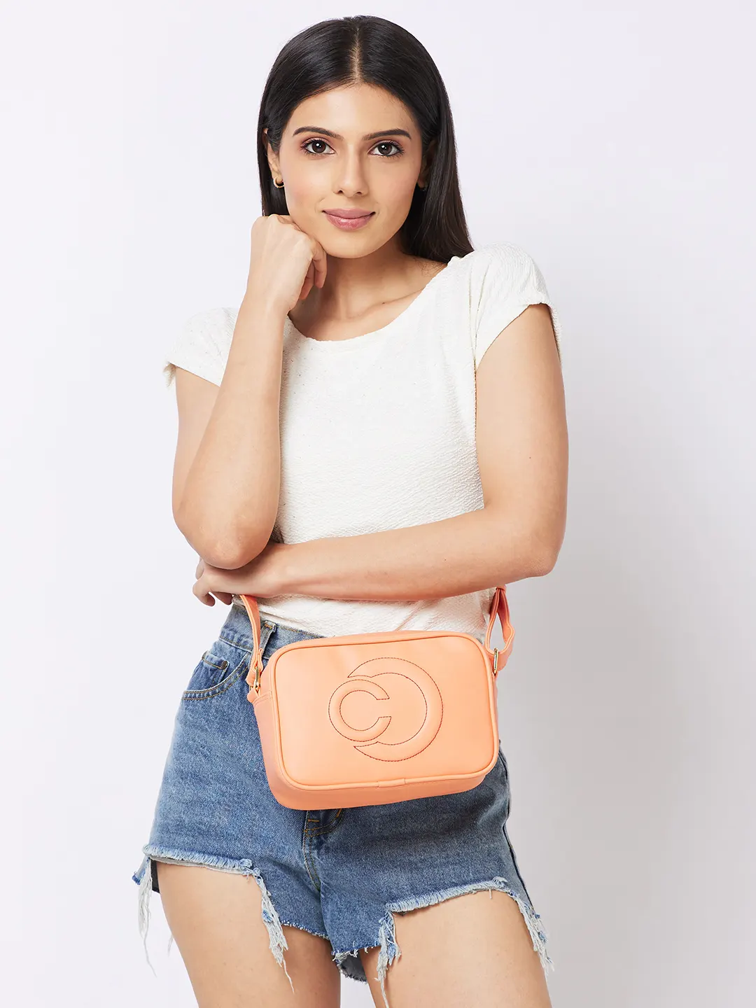 Caprese Dora Medium Coral Sling Bag - Image 11