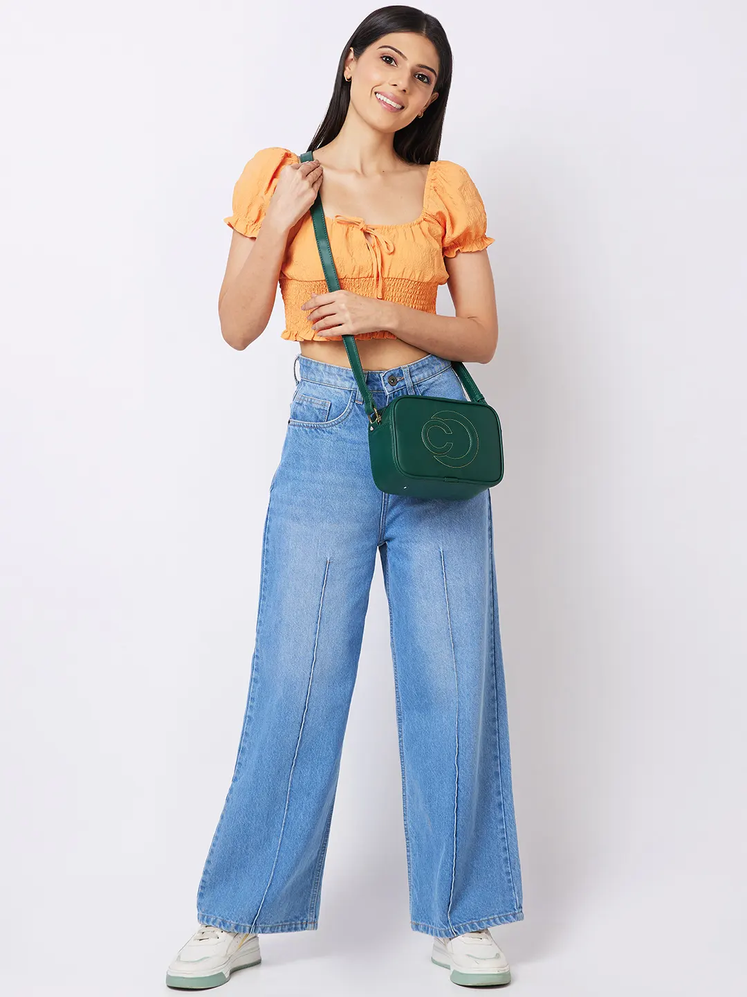 Caprese Dora Medium Dark Green Sling Bag - Image 13