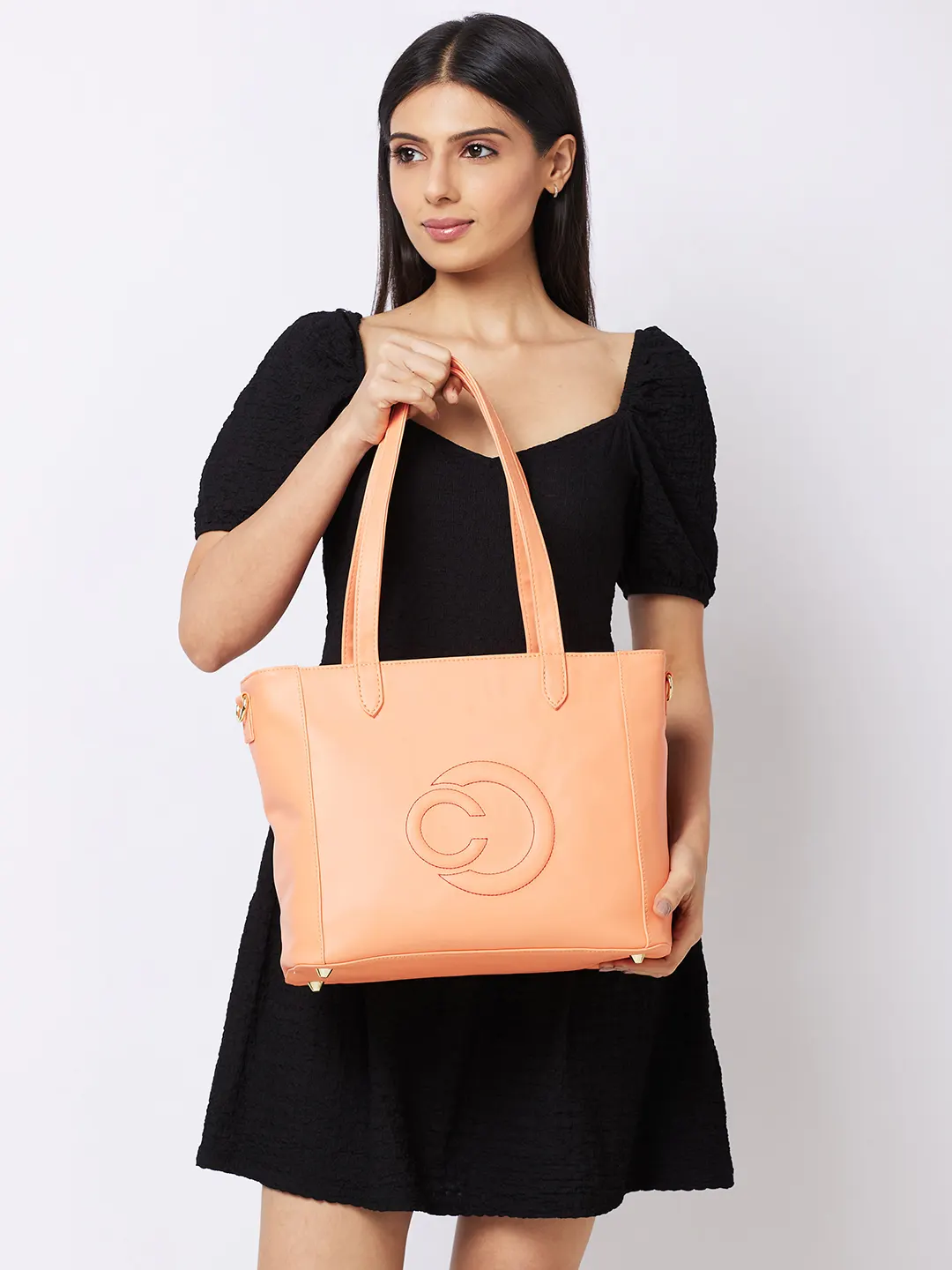 Caprese Dora Large Coral Office Tote Bag - Image 12