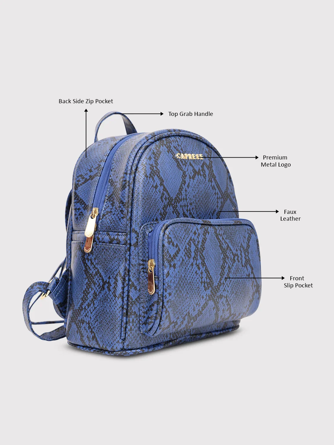 Caprese Draco Small Blue Backpack - Image 9