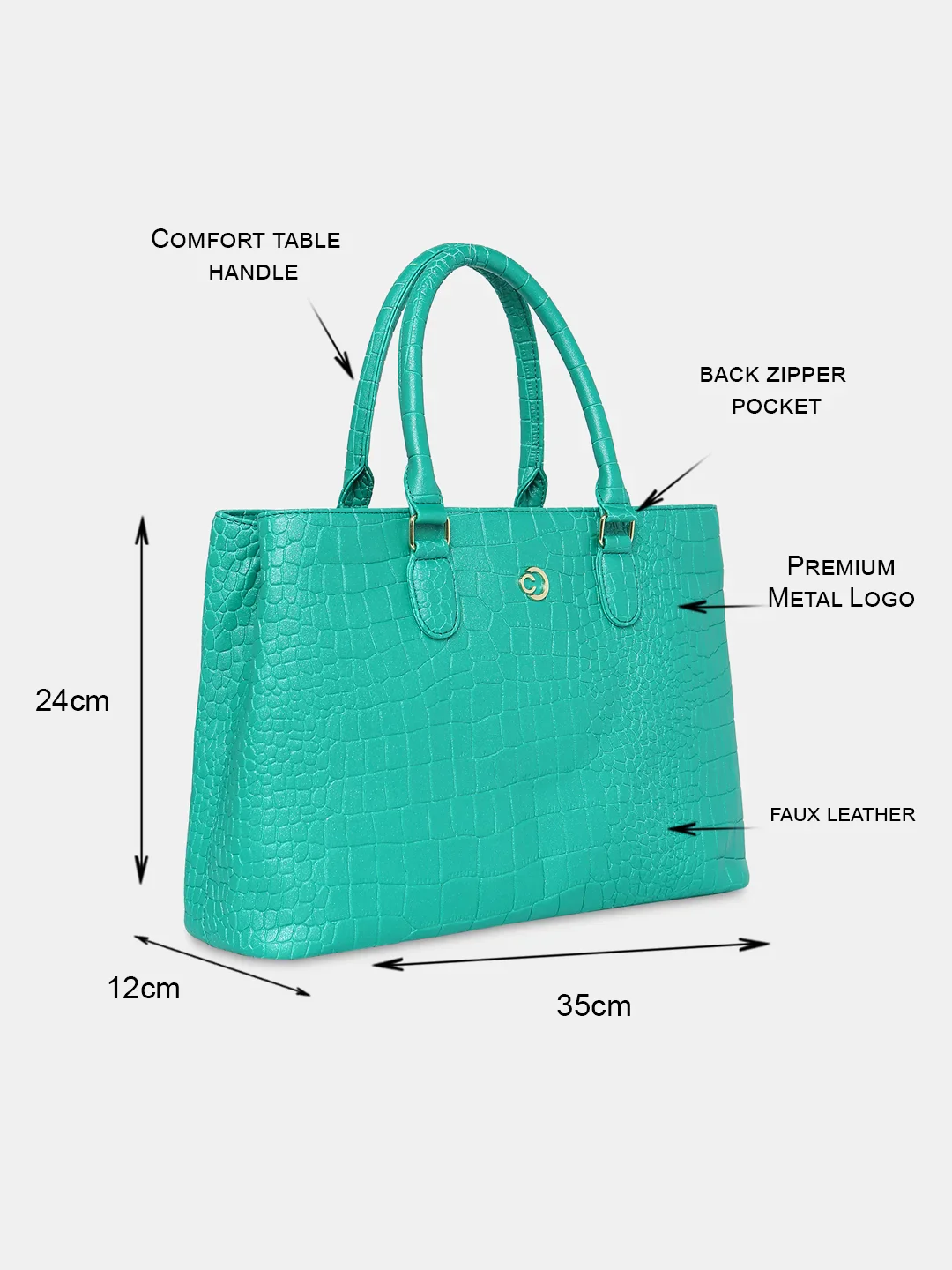Caprese Eastwood Medium Metallic Green Tote Bag - Image 11