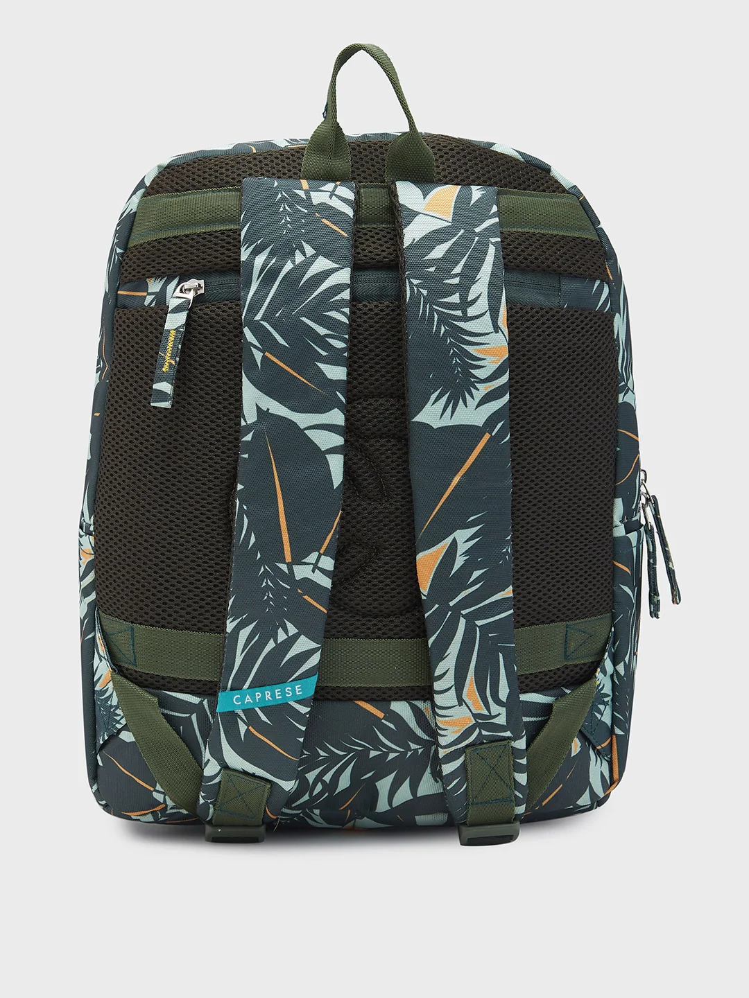 Caprese Eddy Medium Printed Green Laptop Backpack - Image 3