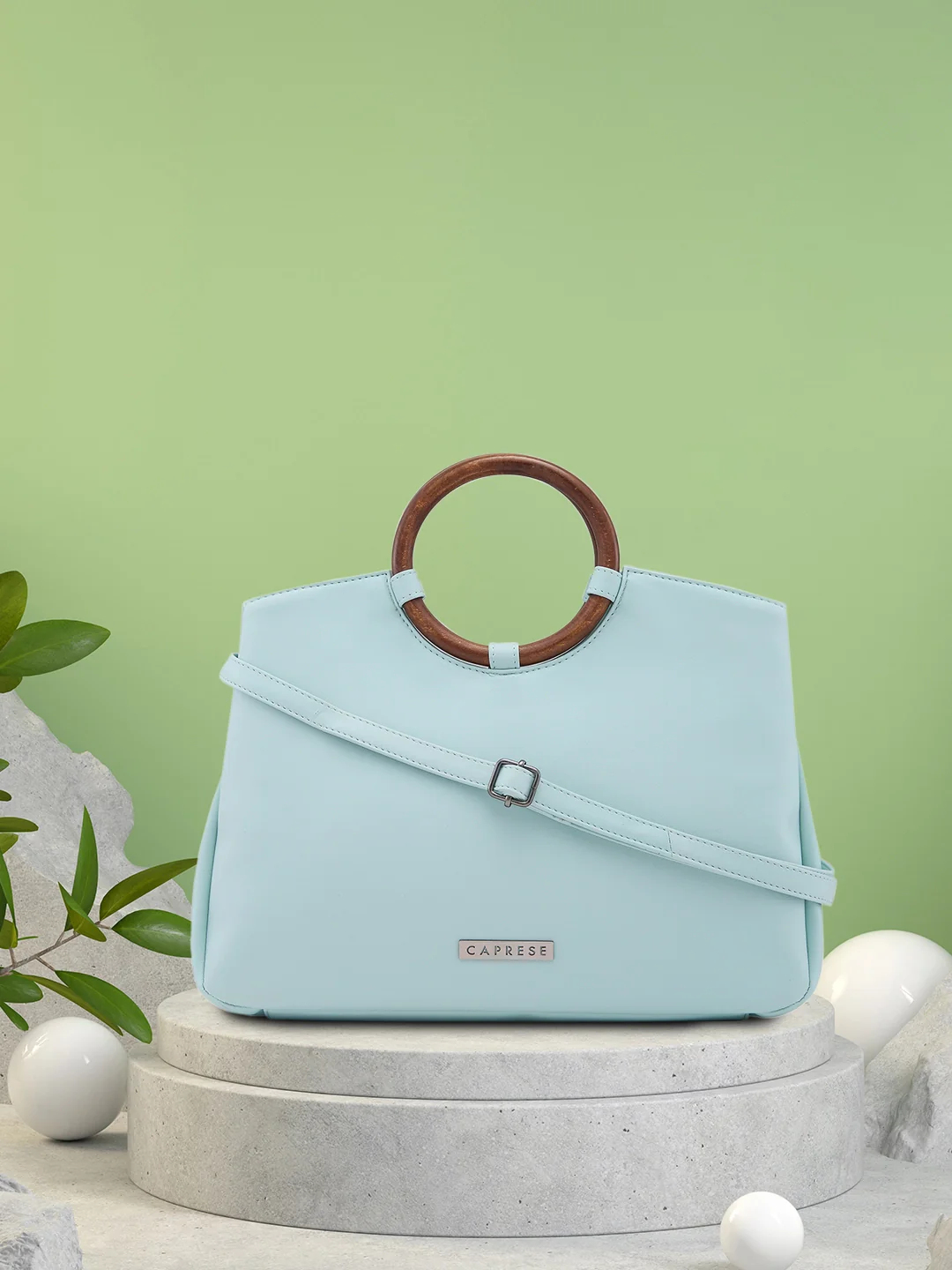 Caprese Edwina Large Aqua Satchel Bag - Image 3