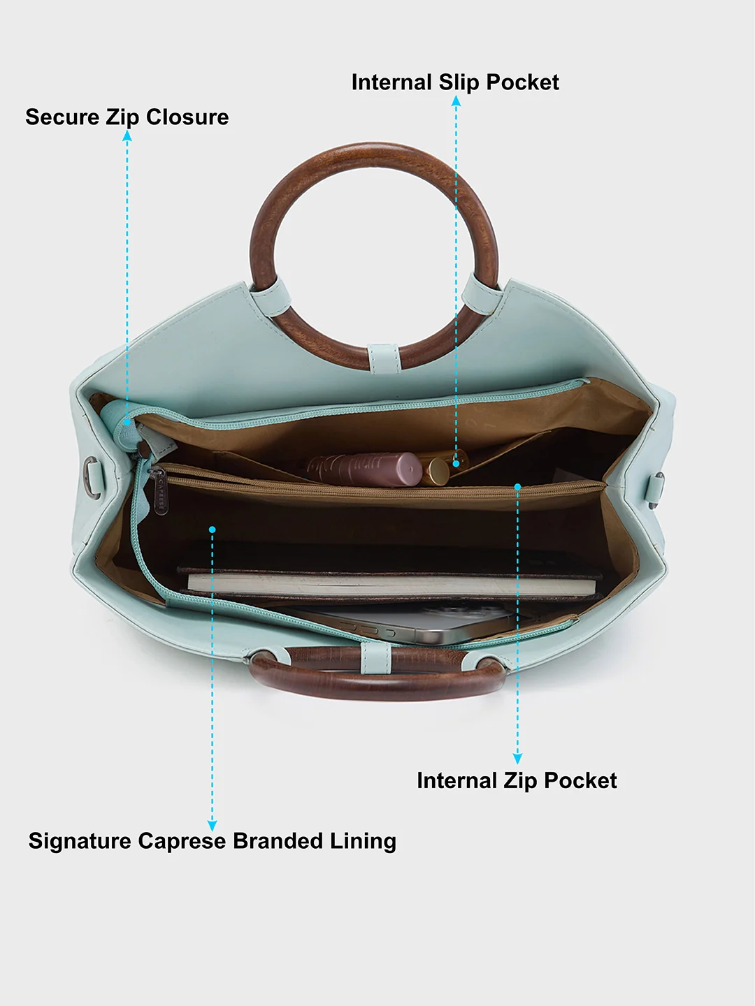 Caprese Edwina Large Blue Satchel Bag - Image 10
