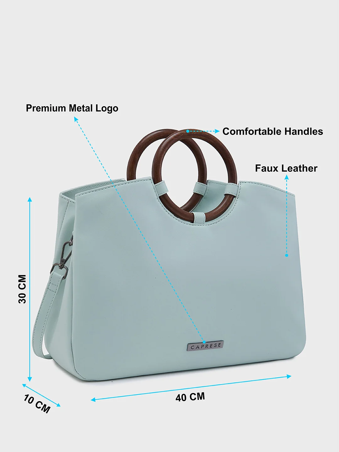 Caprese Edwina Large Blue Satchel Bag - Image 9