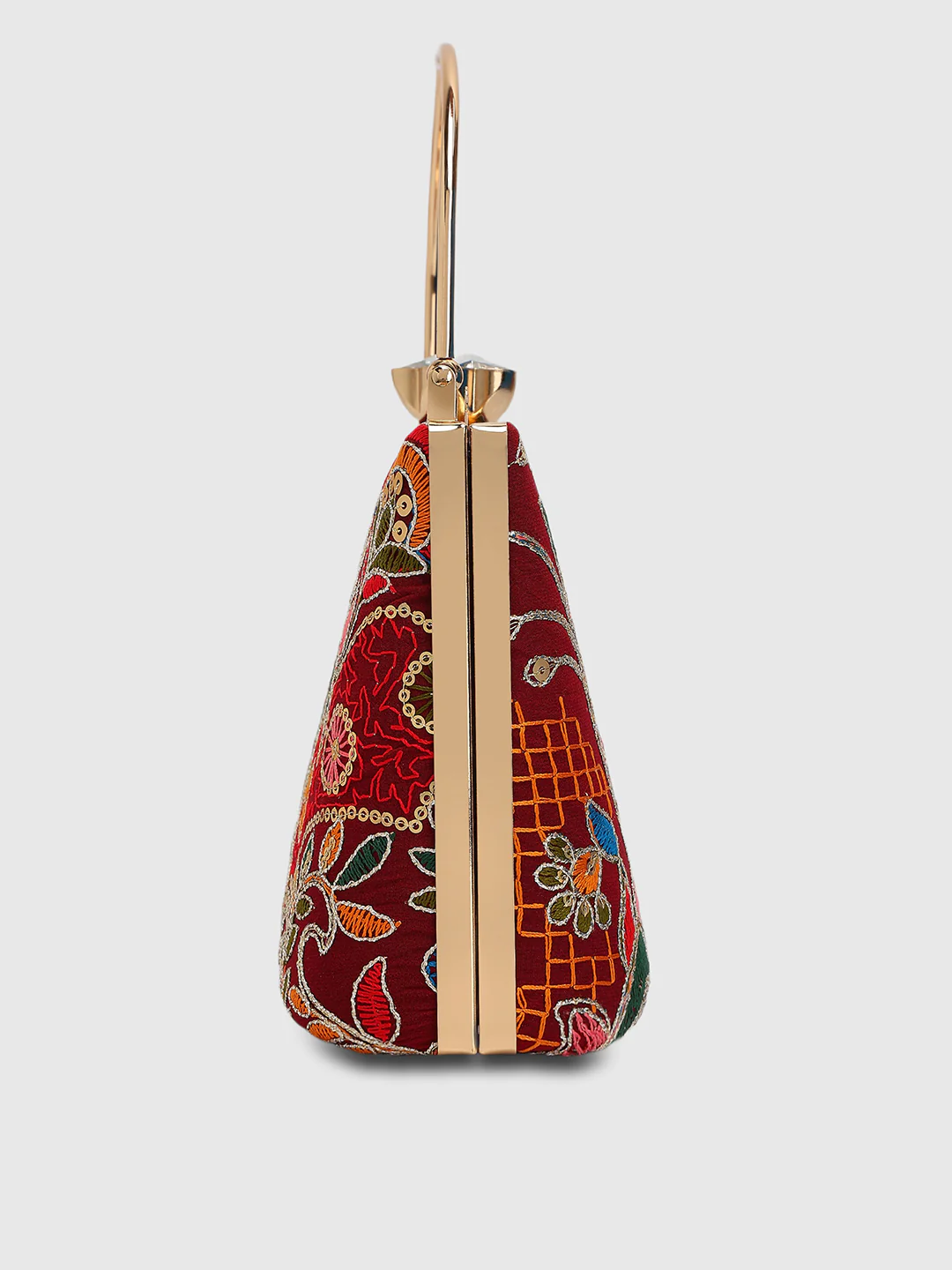 Caprese Elana Medium Maroon Embroidered Clutch Bag - Image 12