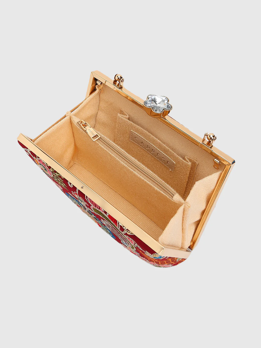 Caprese Elana Medium Maroon Embroidered Clutch Bag - Image 13