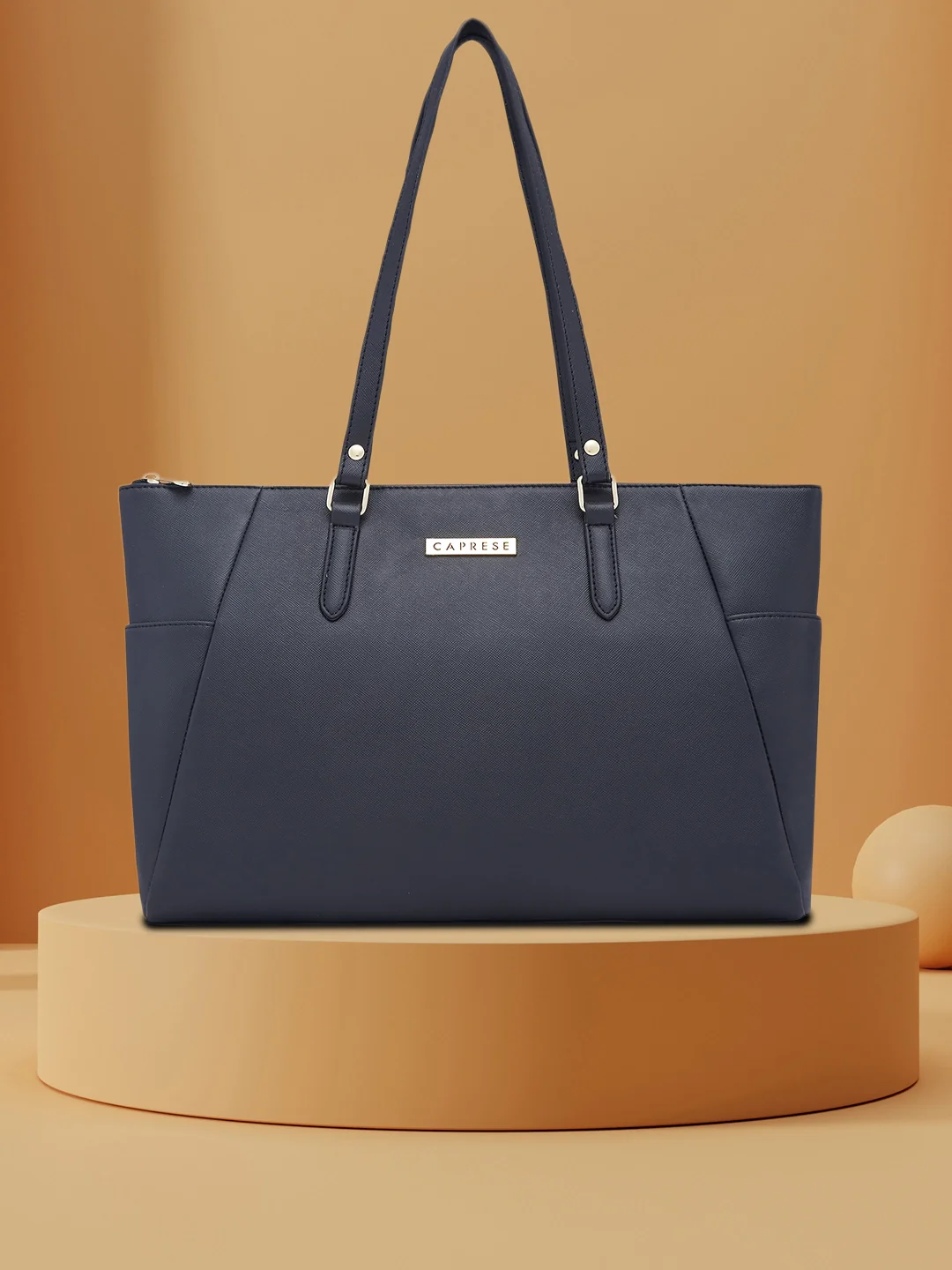 Caprese Eleana Large Black Laptop Tote Bag