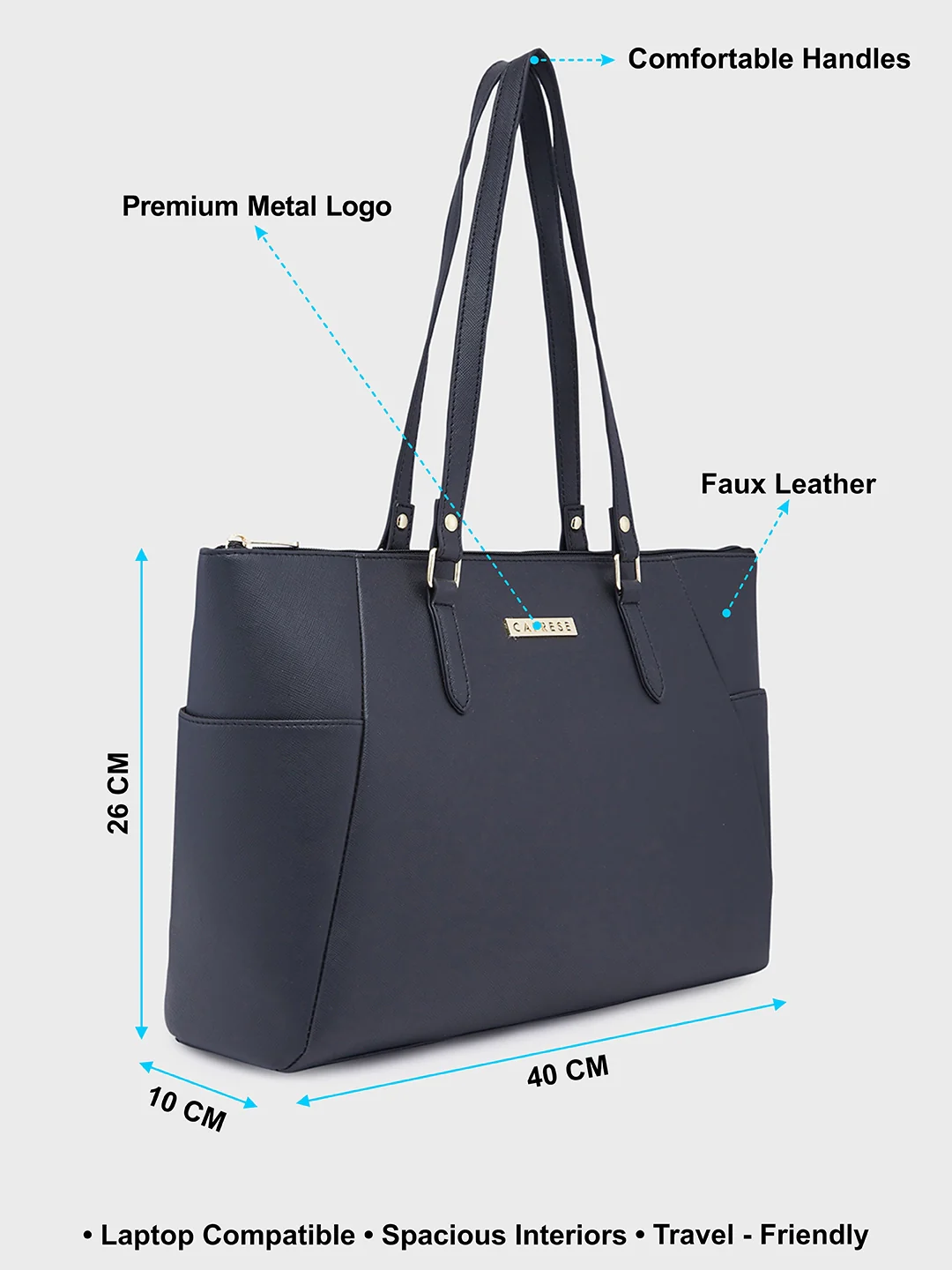Caprese Eleana Large Black Laptop Tote Bag - Image 7