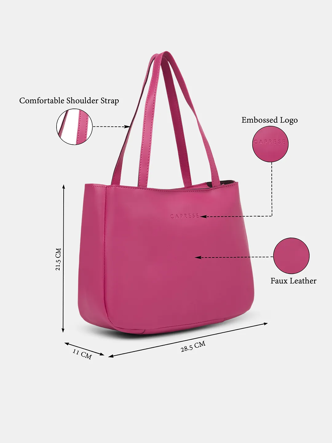 Caprese  Elena Medium Fuchsia Satchel Bag - Image 8
