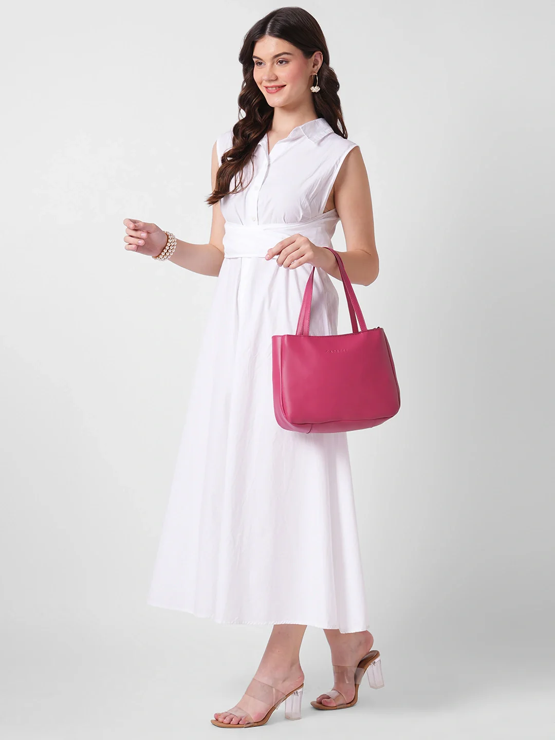 Caprese  Elena Medium Fuchsia Satchel Bag - Image 9