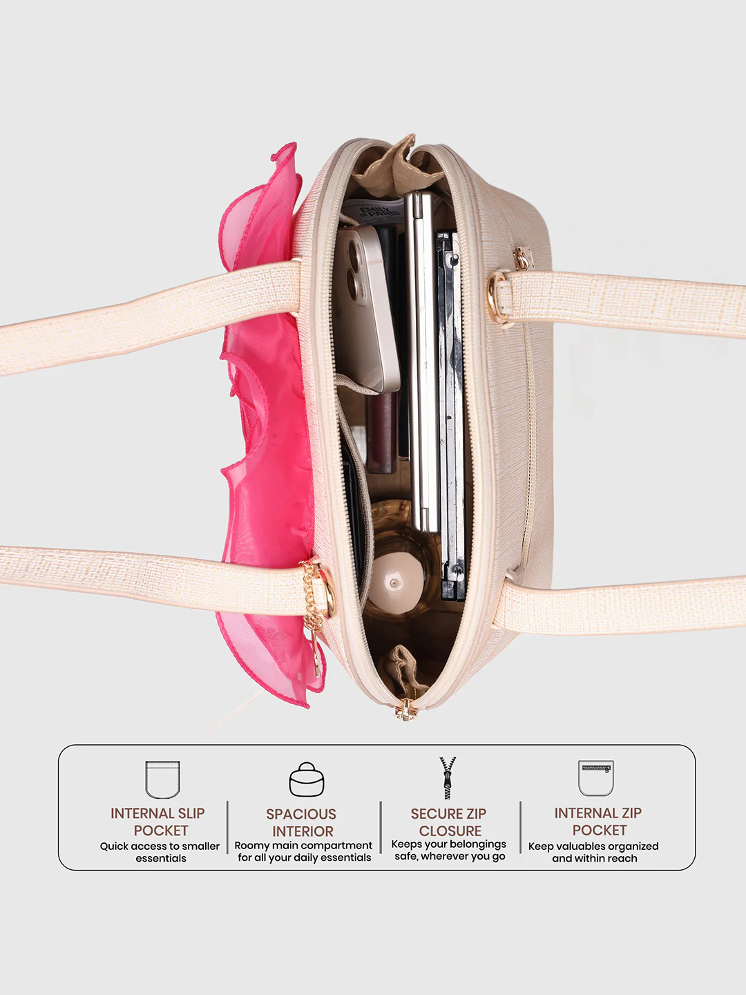 Caprese Ella Medium Fuchsia Satchel Bag - Image 4