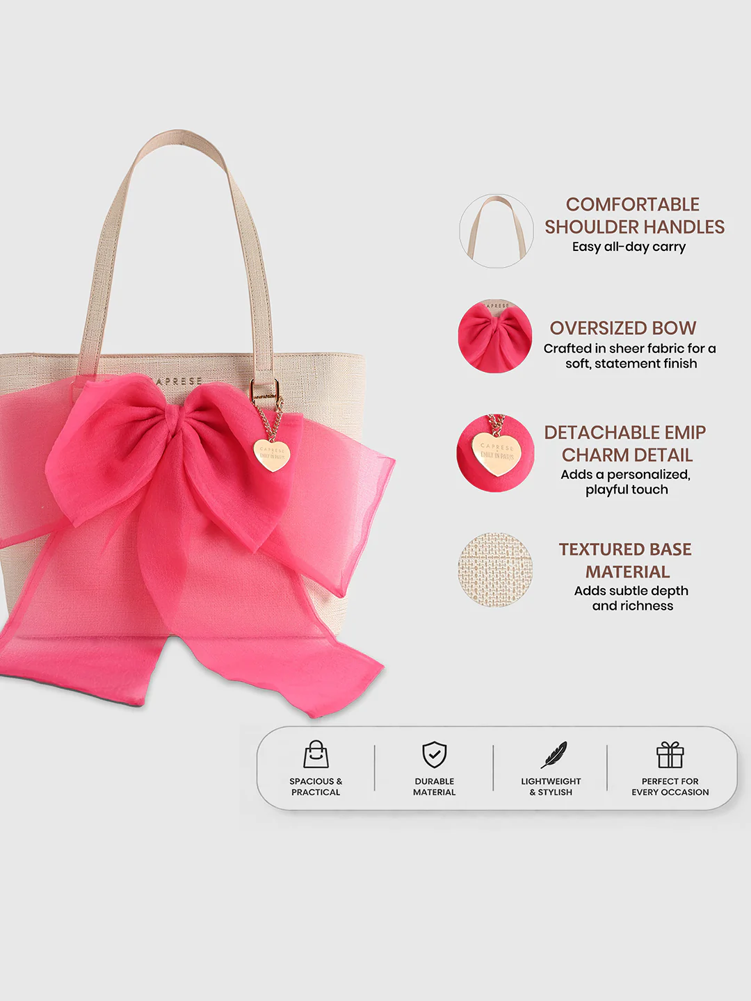 Caprese Ellen Large Fuchsia Tote Bag - Image 3