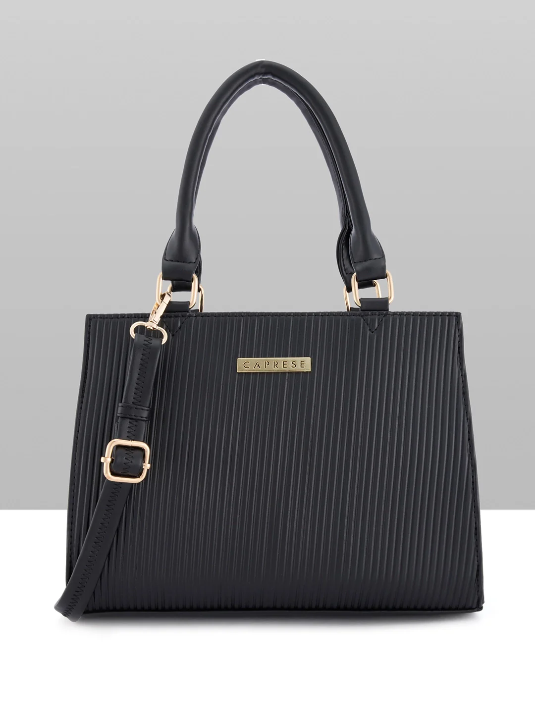 Caprese Ellen Medium Black Satchel Bag
