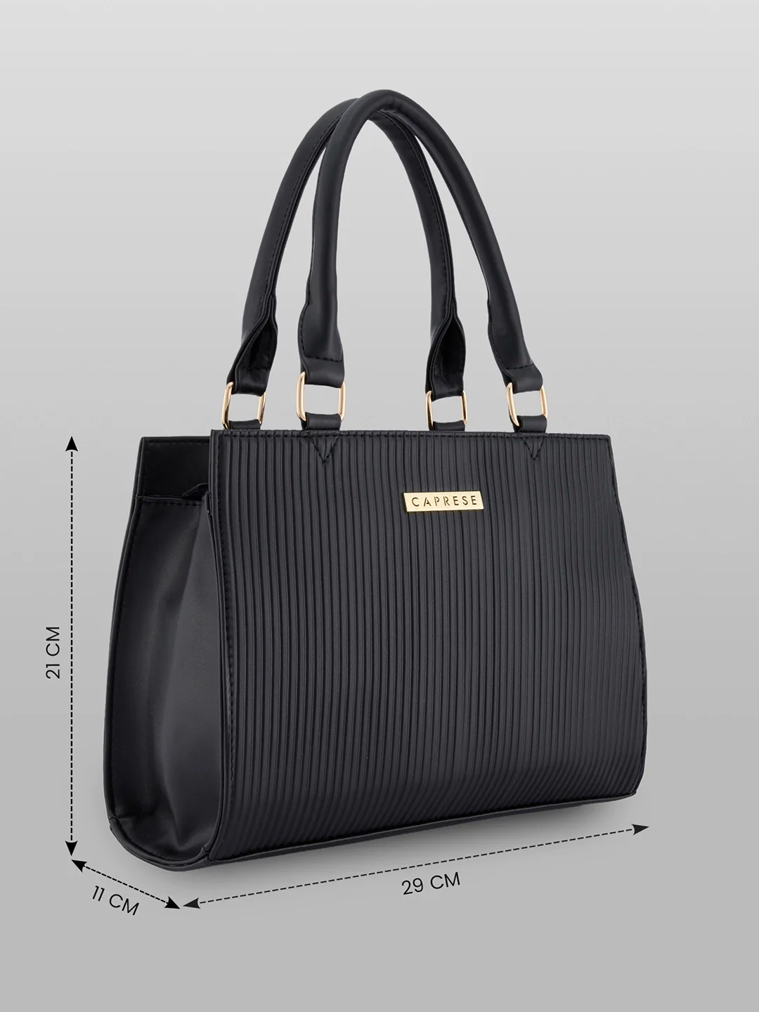 Caprese Ellen Medium Black Satchel Bag - Image 5