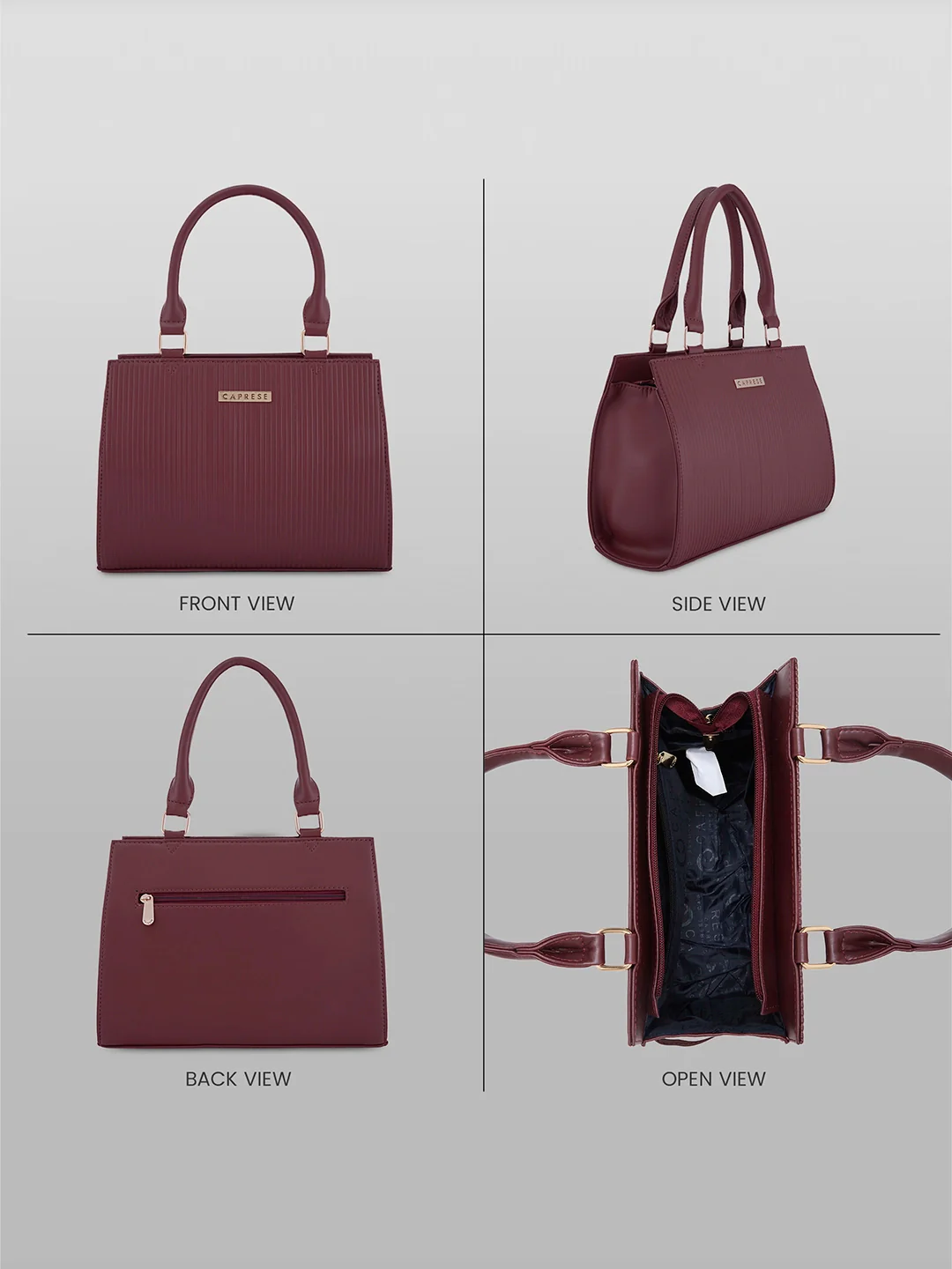 Caprese Ellen Medium Cherry Red Satchel Bag - Image 11