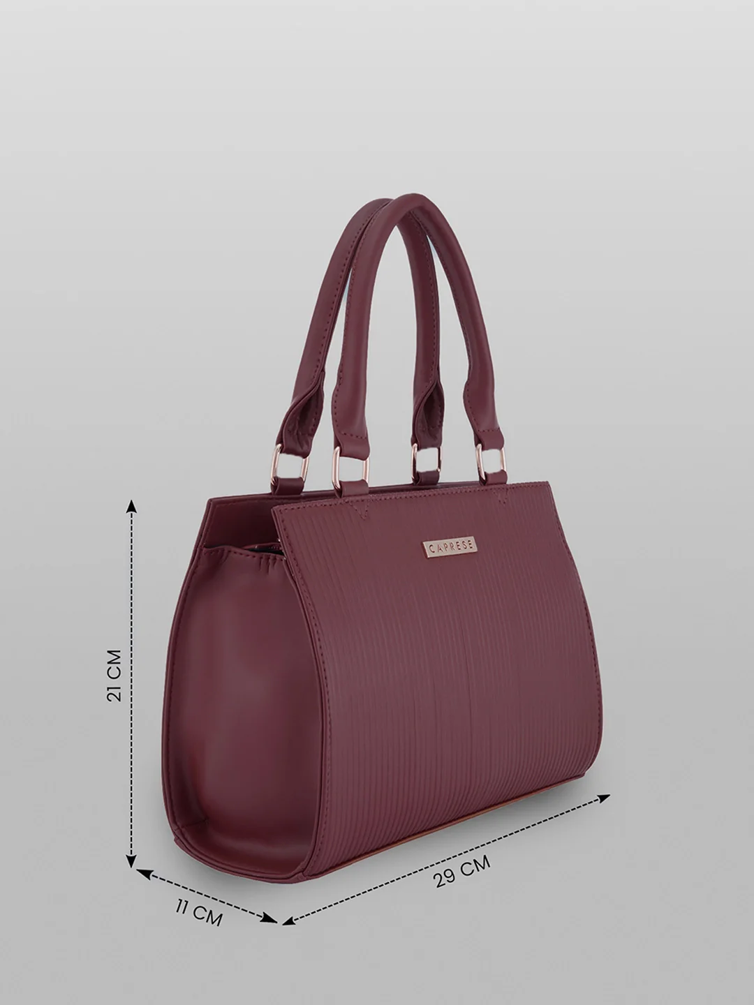 Caprese Ellen Medium Cherry Red Satchel Bag - Image 8