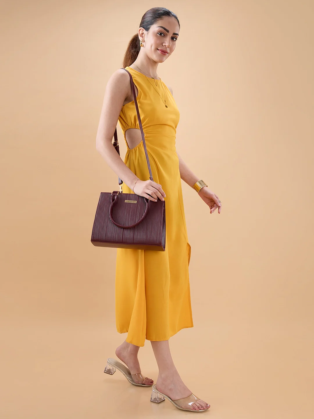 Caprese Ellen Medium Cherry Red Satchel Bag - Image 9