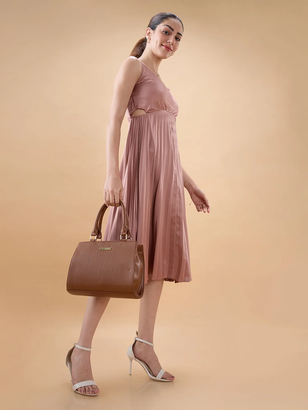 Caprese Ellen Medium Tan Satchel Bag - Image 6
